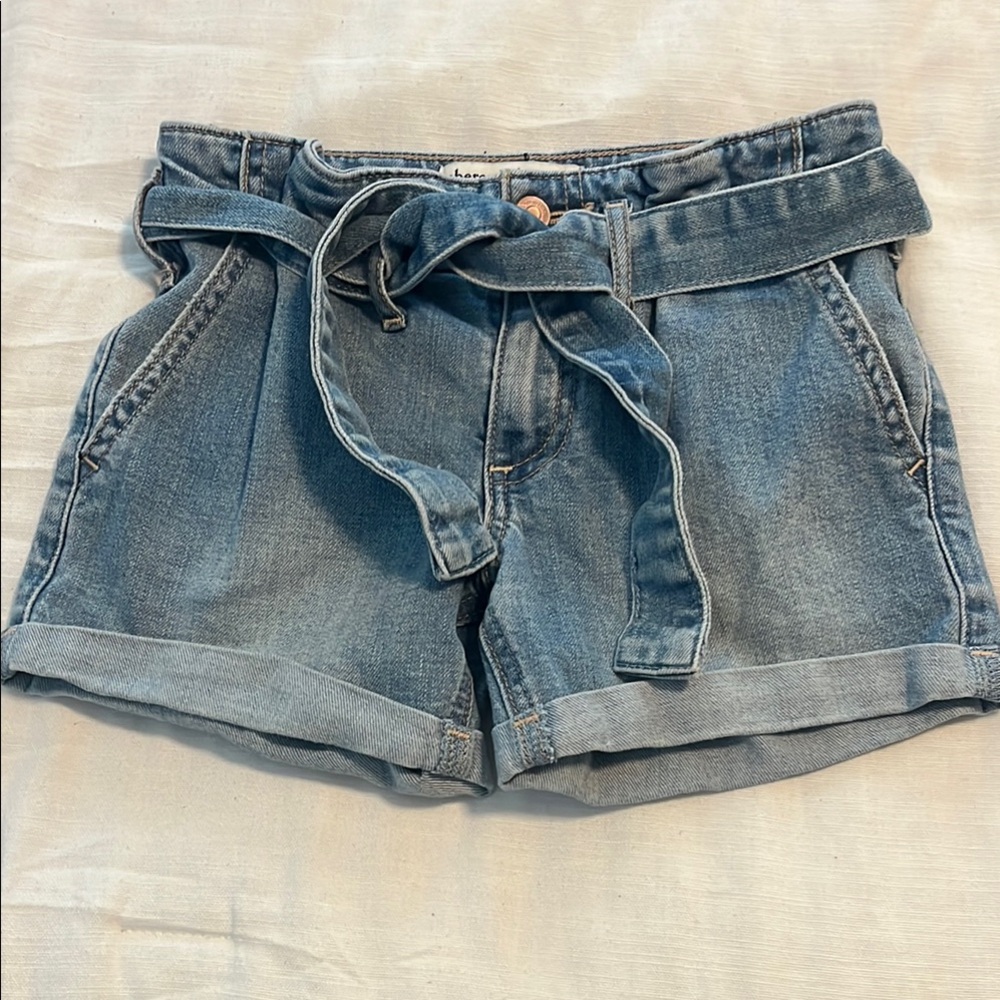 Abercrombie Kids Girls Blue Jean Shorts with Cuffed Hem